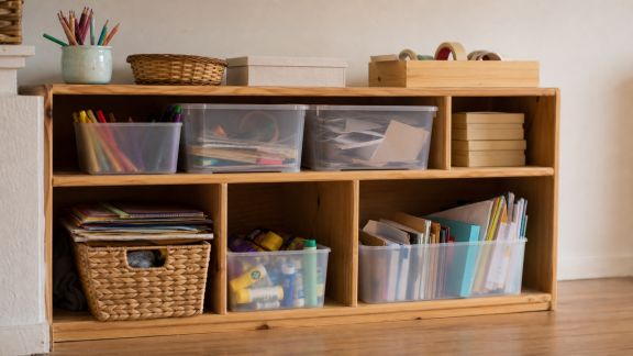 Créer une zone de stockage pour le matériel de loisirs créatifs des enfants