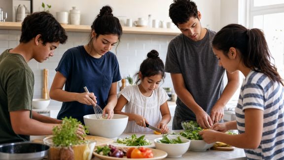 Solutions pour impliquer toute la fratrie en cuisine, petits et grands